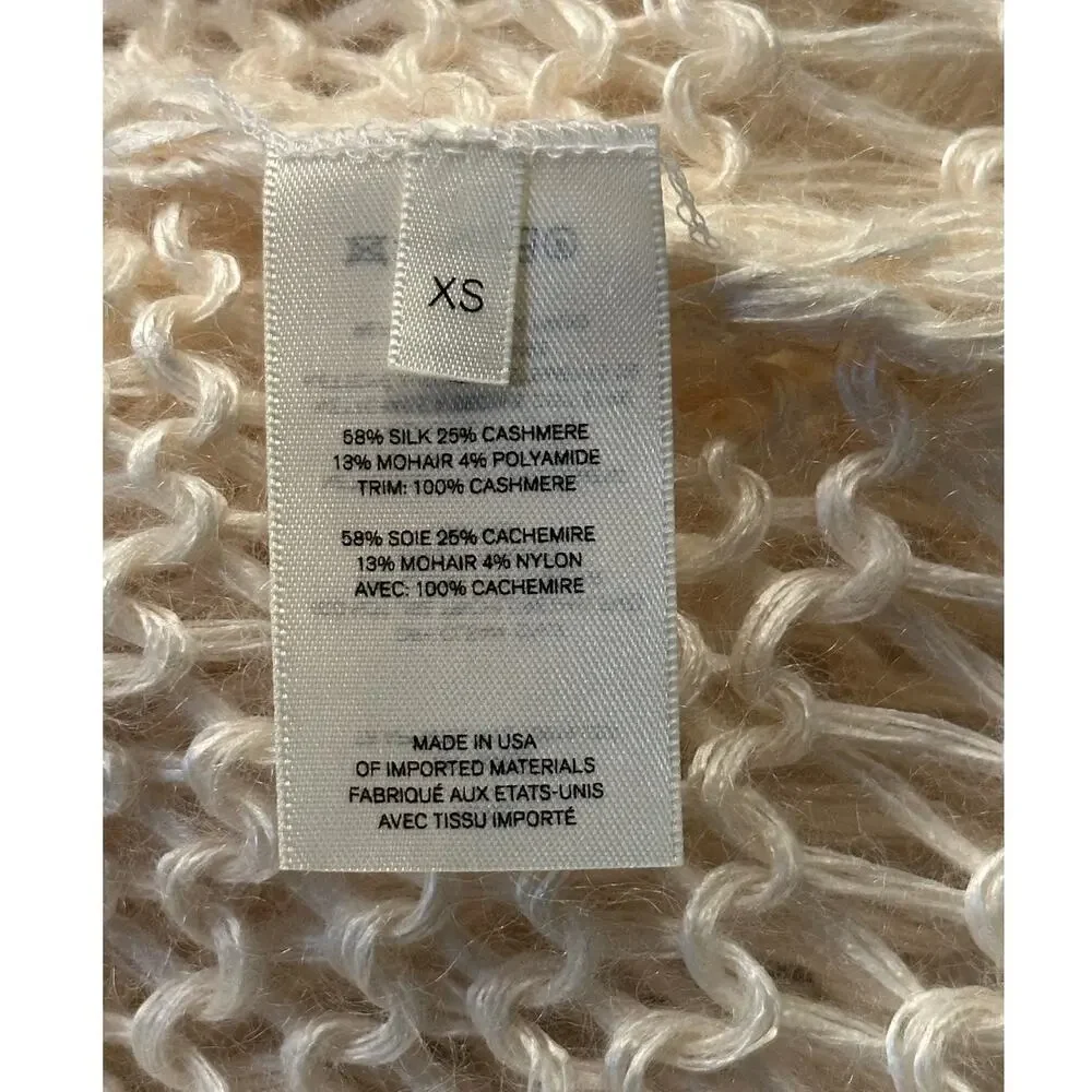 rare The Row Frayed Knit Duster Cardigan XS Cream Silk Cashmere Mohair Authentic